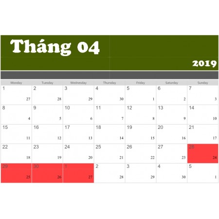 Thông báo lịch nghỉ lễ 30/4 – 1/05/2019